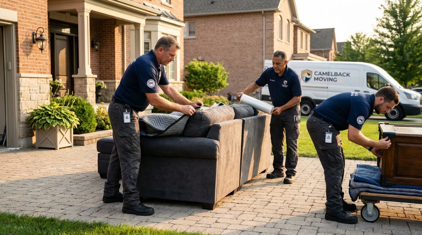 Large estate moving crew wrapping furniture in Rosemead, CA